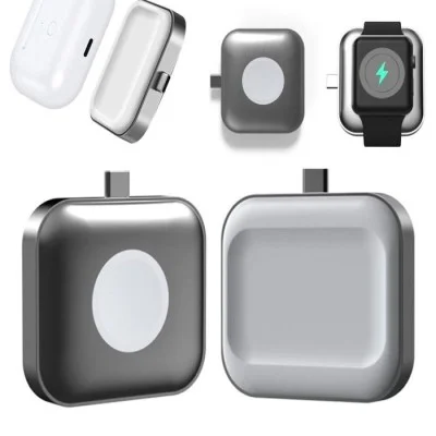 Porodo Dual-Dock Wireless Charger For Watch - Earbuds - Gray